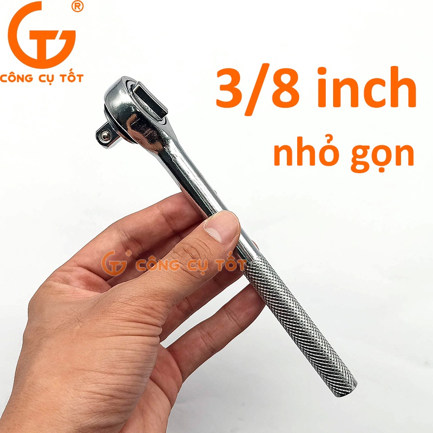 Tay vặn tự động đảo chiều 3/8&quot; 24 răng dài 170mm cán thép sần