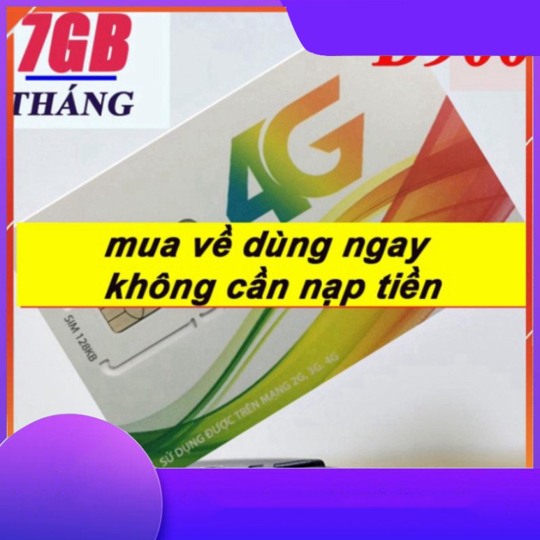 SALE KHÔ MÁU SIM 4G VIETTEL D900 TRỌN GÓI 1 NĂM 84GB-7GB/THÁNG KHÔNG TỐN PHÍ DUY TRÌ SALE KHÔ MÁU