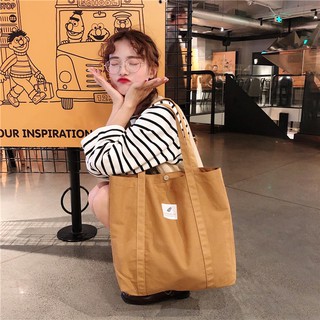 Túi vải tote đeo vai nữ Hàn Quốc thiết kế basic, size lớn