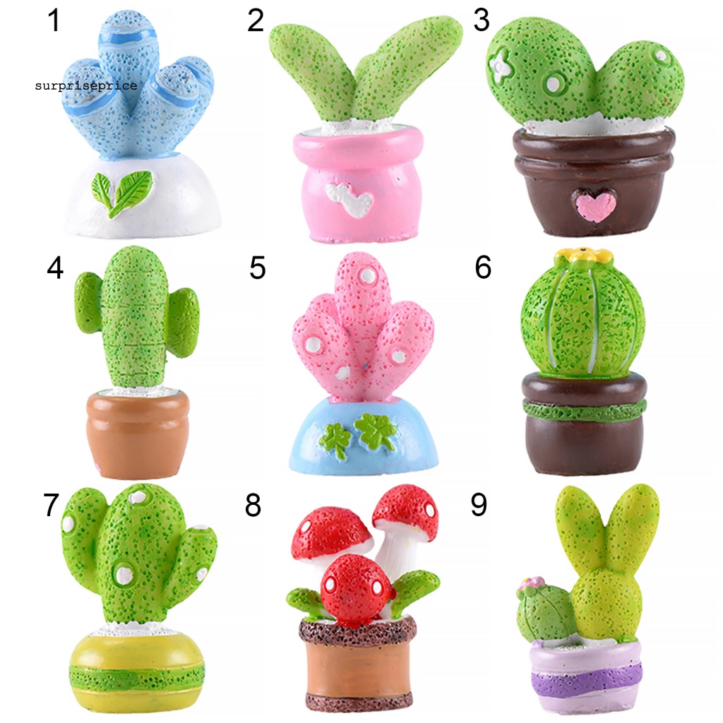 Chậu Cây Xương Rồng Giả Mini Bằng Nhựa Resin Dùng Trang Trí Nhà Cửa