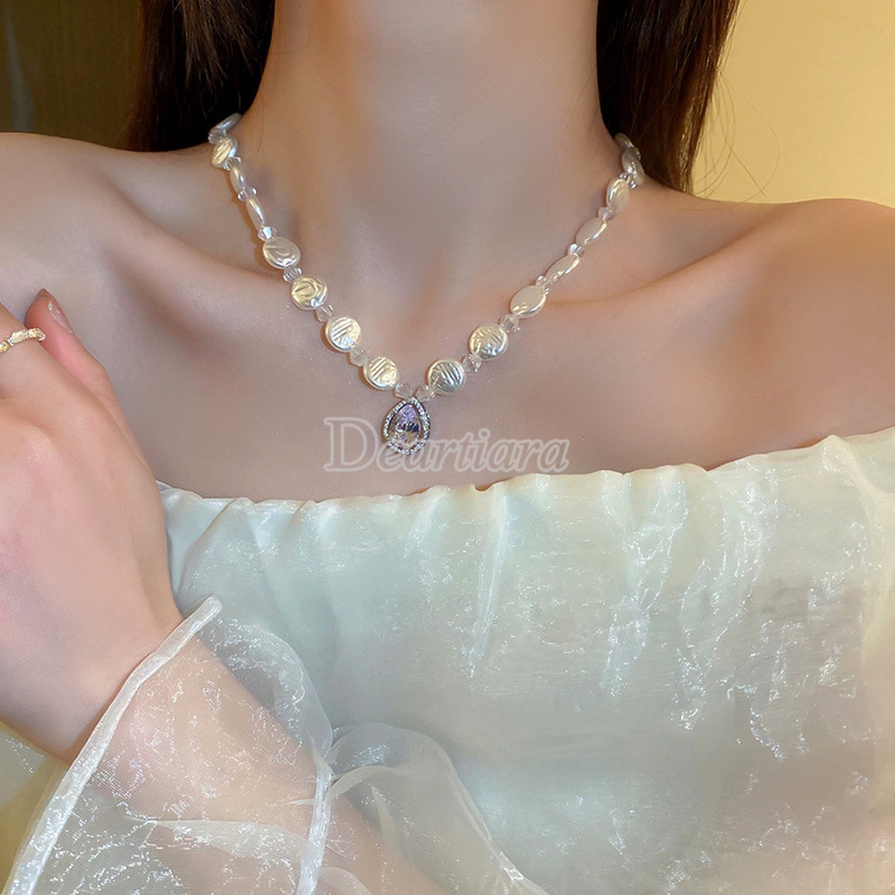 Vòng cổ Đính Đá Và Ngọc Trai Nhân Tạo Thời Trang