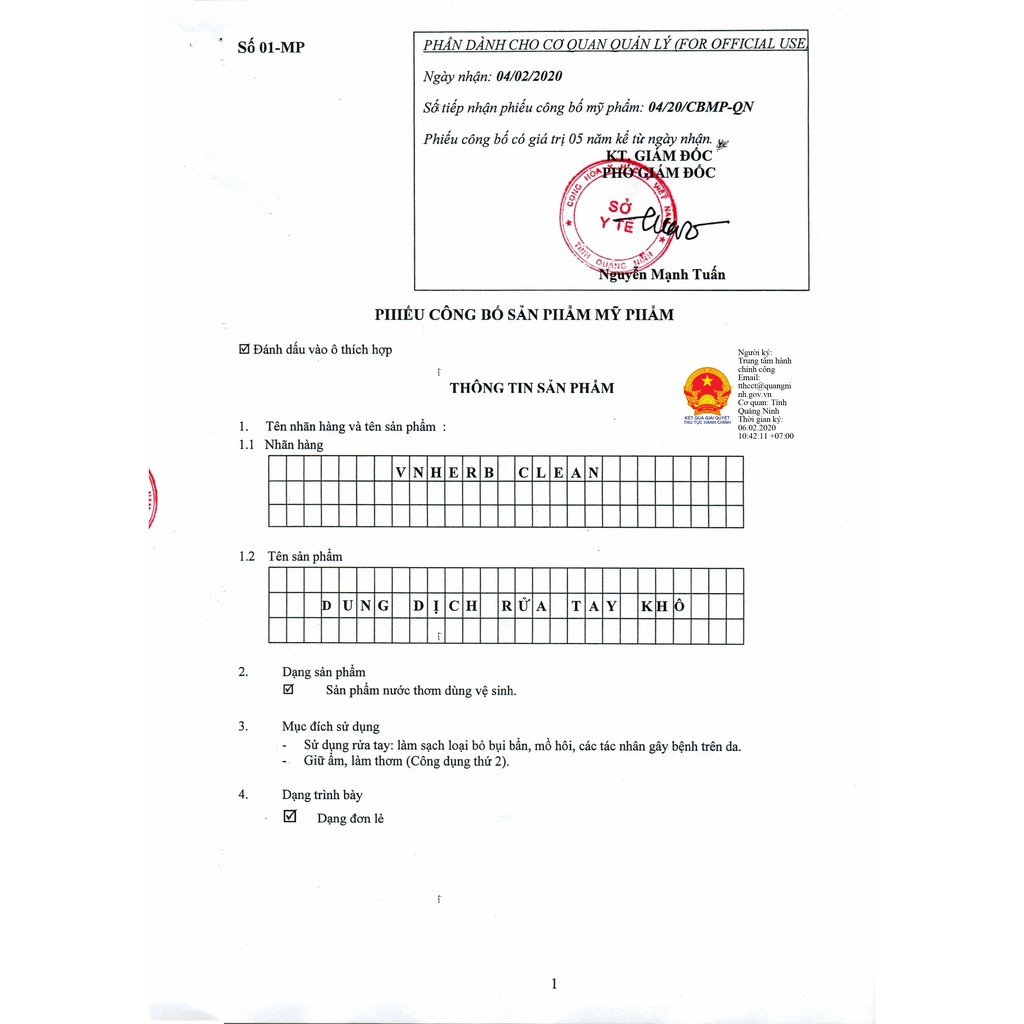 Nước rửa tay khô VNHerb clean 100ml xịt | BigBuy360 - bigbuy360.vn
