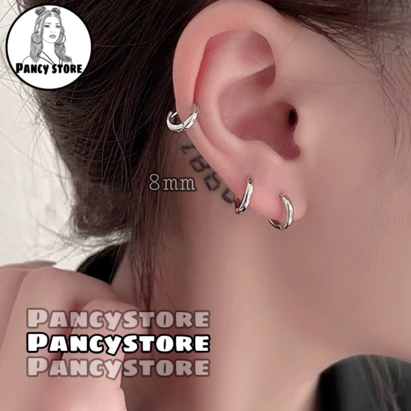 khuyên tai nam nữ bông tai titan tròn trơn unisex