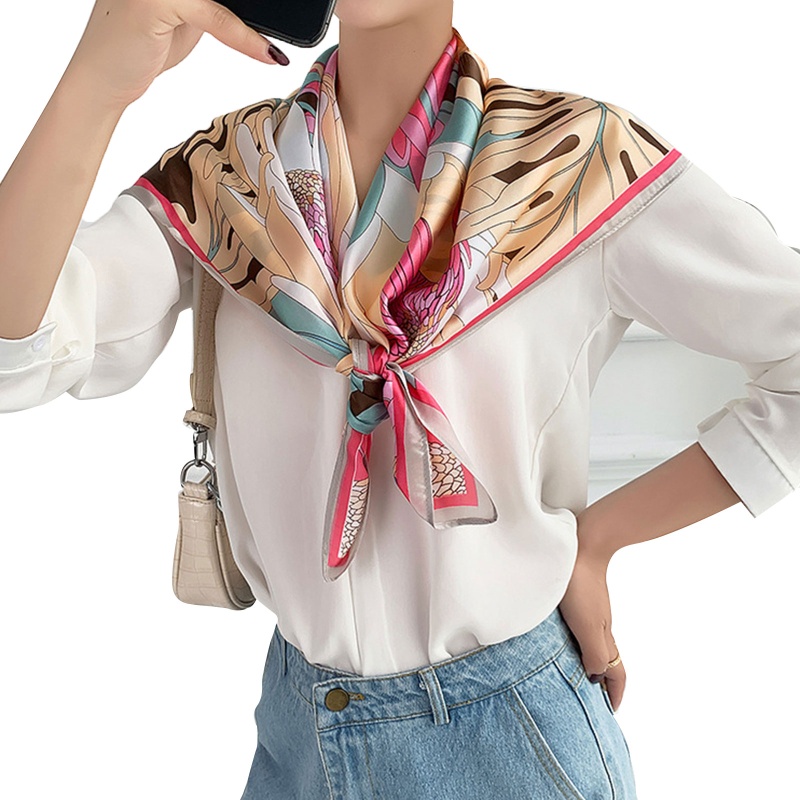 Khăn Choàng Lụa Satin In Họa Tiết Thời Trang Kích Thước 90x90cm Dành Cho Nữ