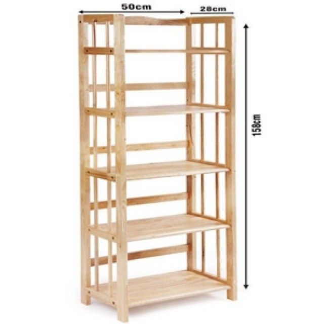 Kệ sách gỗ cao su tự nhiên 5 tầng rộng 40,50,65,80 cm