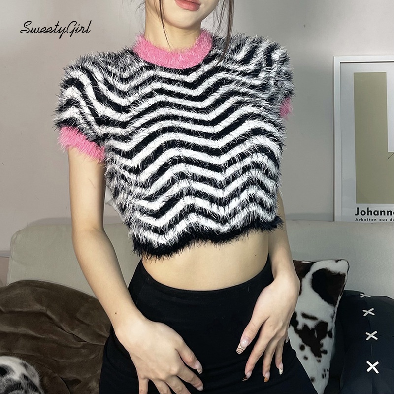 Áo Thun Ngắn Tay Cổ Tròn Họa Tiết Kẻ Sọc Thời Trang Cho Nữ 2022