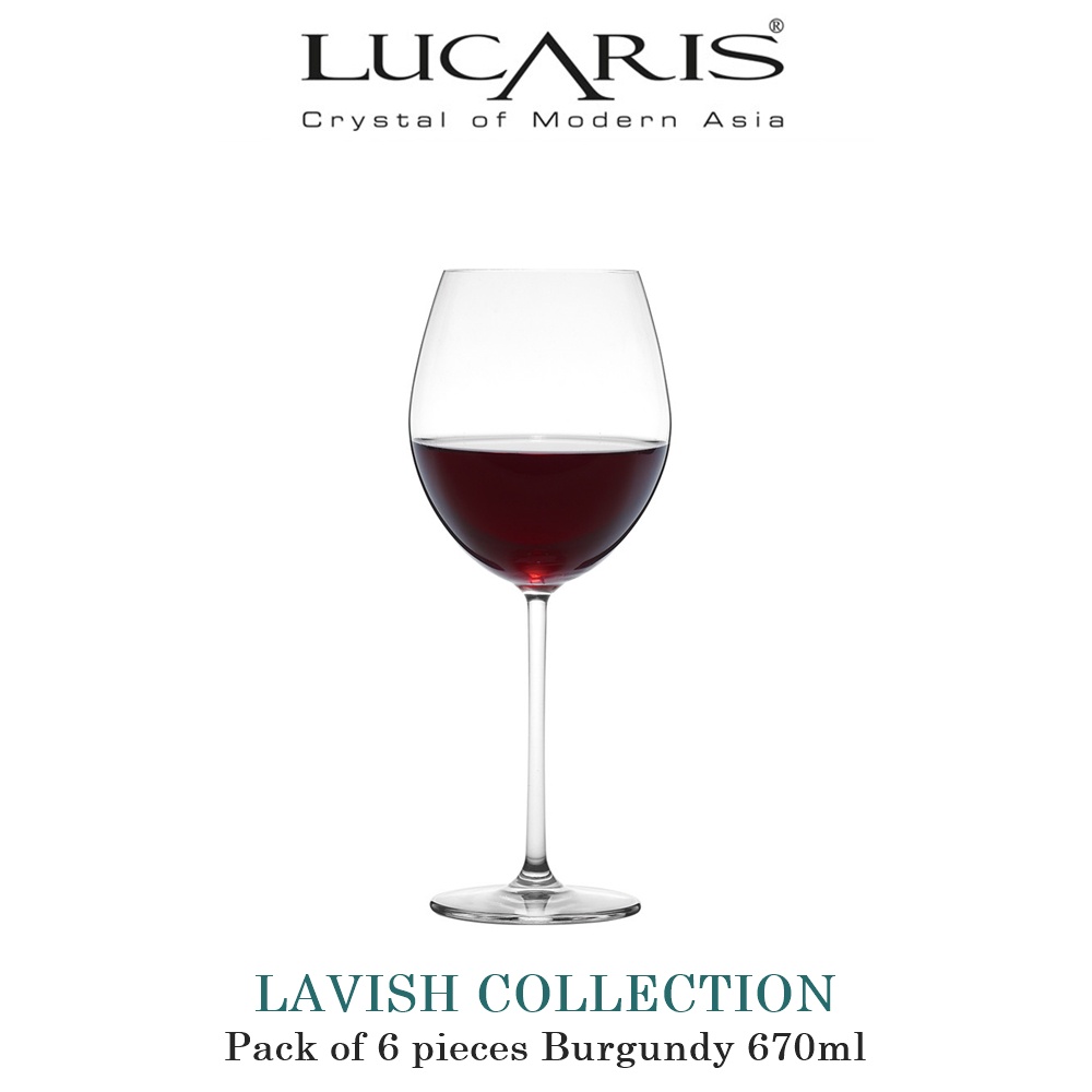 Bộ 6 Ly Uống Rượu Vang Đỏ Pha Lê Cao Cấp Lucaris Burgundy 670ml Nhập Khẩu Chính Hãng Sang Trọng Bền Đẹp - Lavish S16BG24