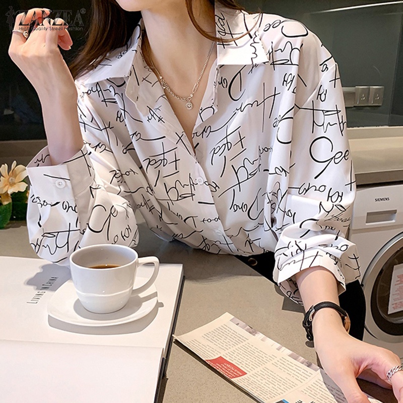 Áo sơ mi ZANZEA cho nữ tay dài cổ bẻ phong cách Hàn Quốc thời trang