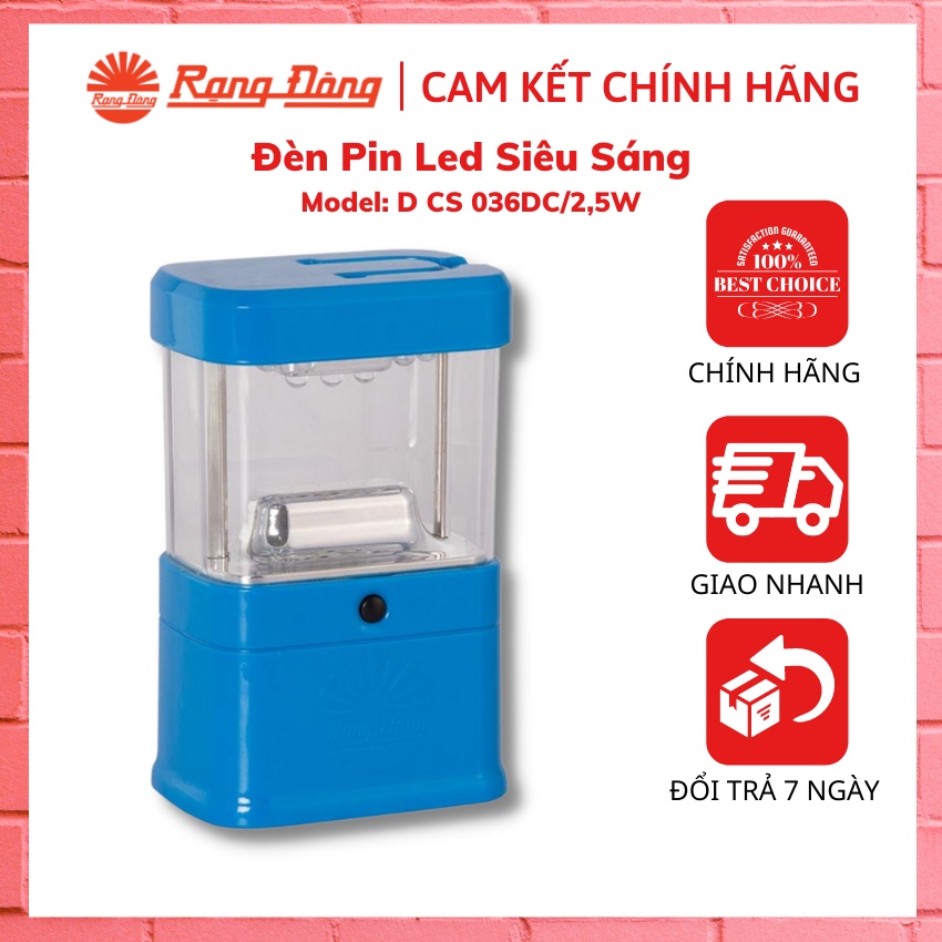 Đèn Pin Led Siêu Sáng Rạng Đông Model: D CS 036DC/2,5W- Đèn Bin Dự Phòng Lúc Mất Điện – Chiếu sáng liên tục trong