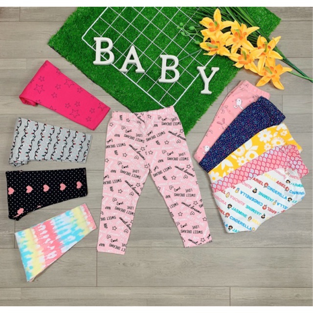 Combo 3 Quần Legging em bé vải cotton co giãn 4 chiều hàng xuất siêu mềm mịn 10-40kg