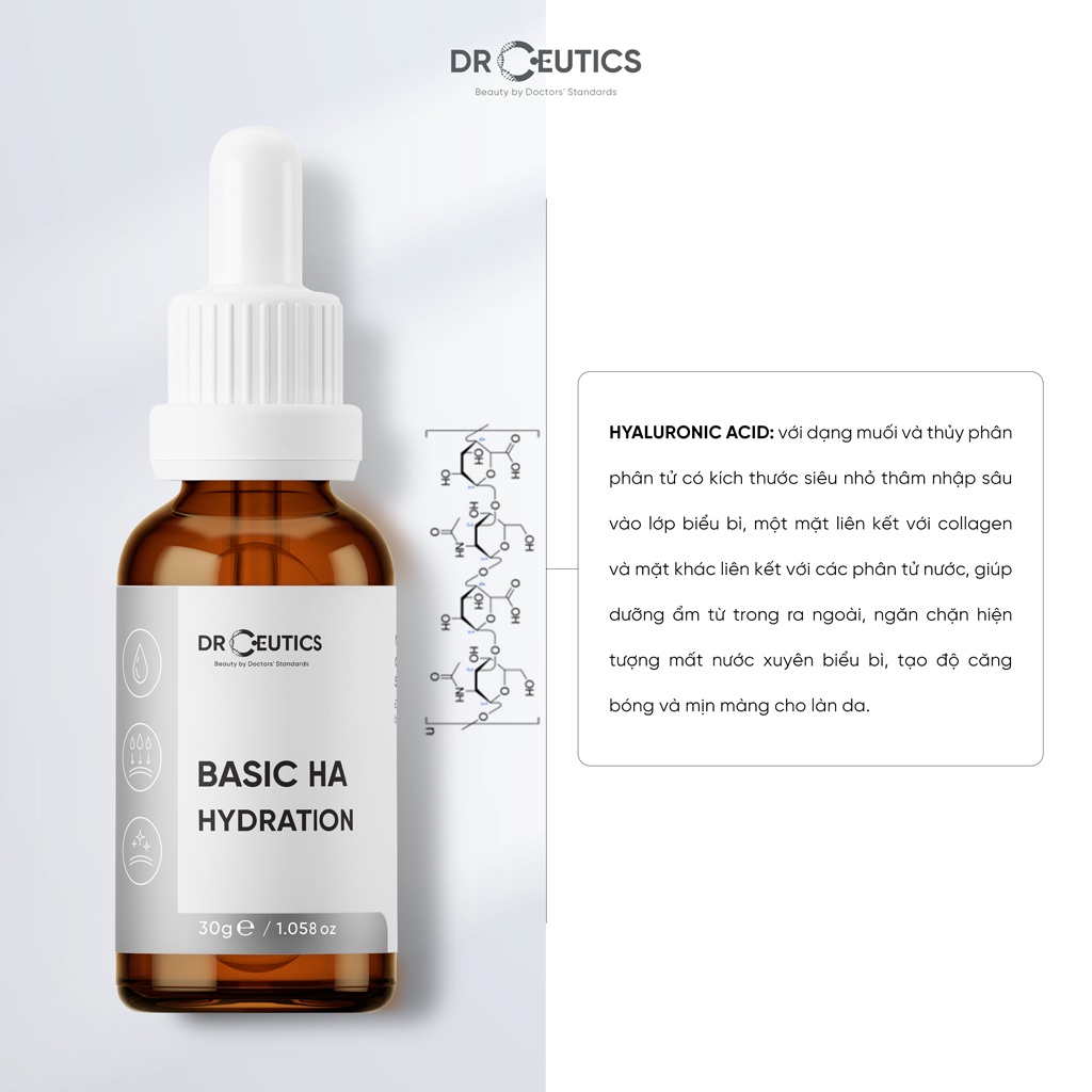 Drceutics Tinh Chất Basic HA Hydration - Cấp Ẩm Cho Da Dầu Mụn 30ml - 100ml