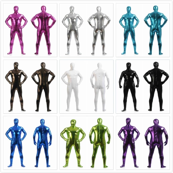 Bộ Đồ Bó Hóa Trang Zentai Bằng Kim Loại Sáng Bóng Có Khóa Kéo Sau Lưng Cho Nam
