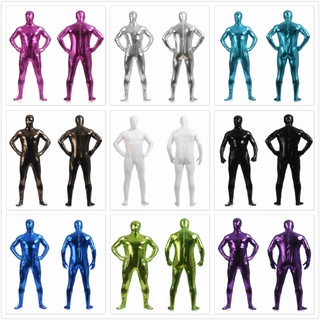 Bộ Đồ Bó Hóa Trang Zentai Bằng Kim Loại Sáng Bóng Có Khóa Kéo Sau Lưng Cho Nam