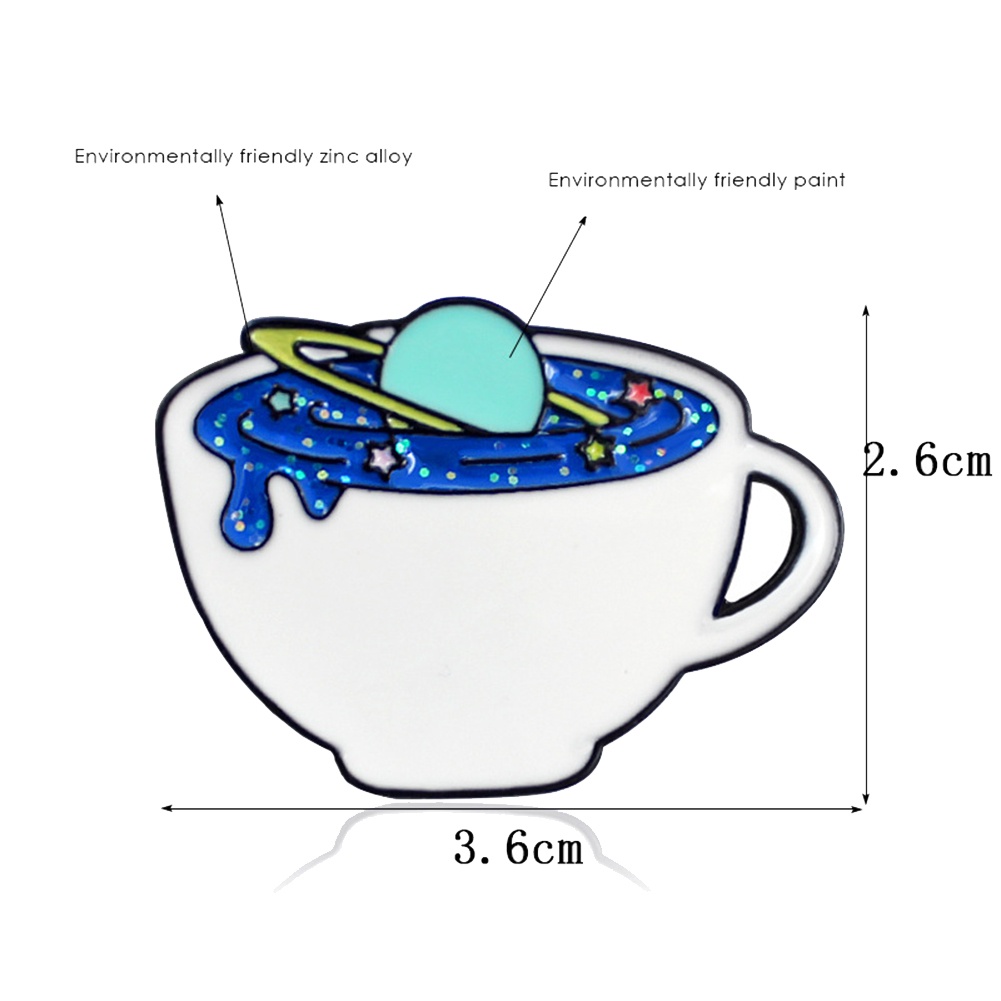 YOML✔Creative Unisex Space Coffee Cup Enamel Brooch Pin Bag Cap Jacket Badge Jewelry