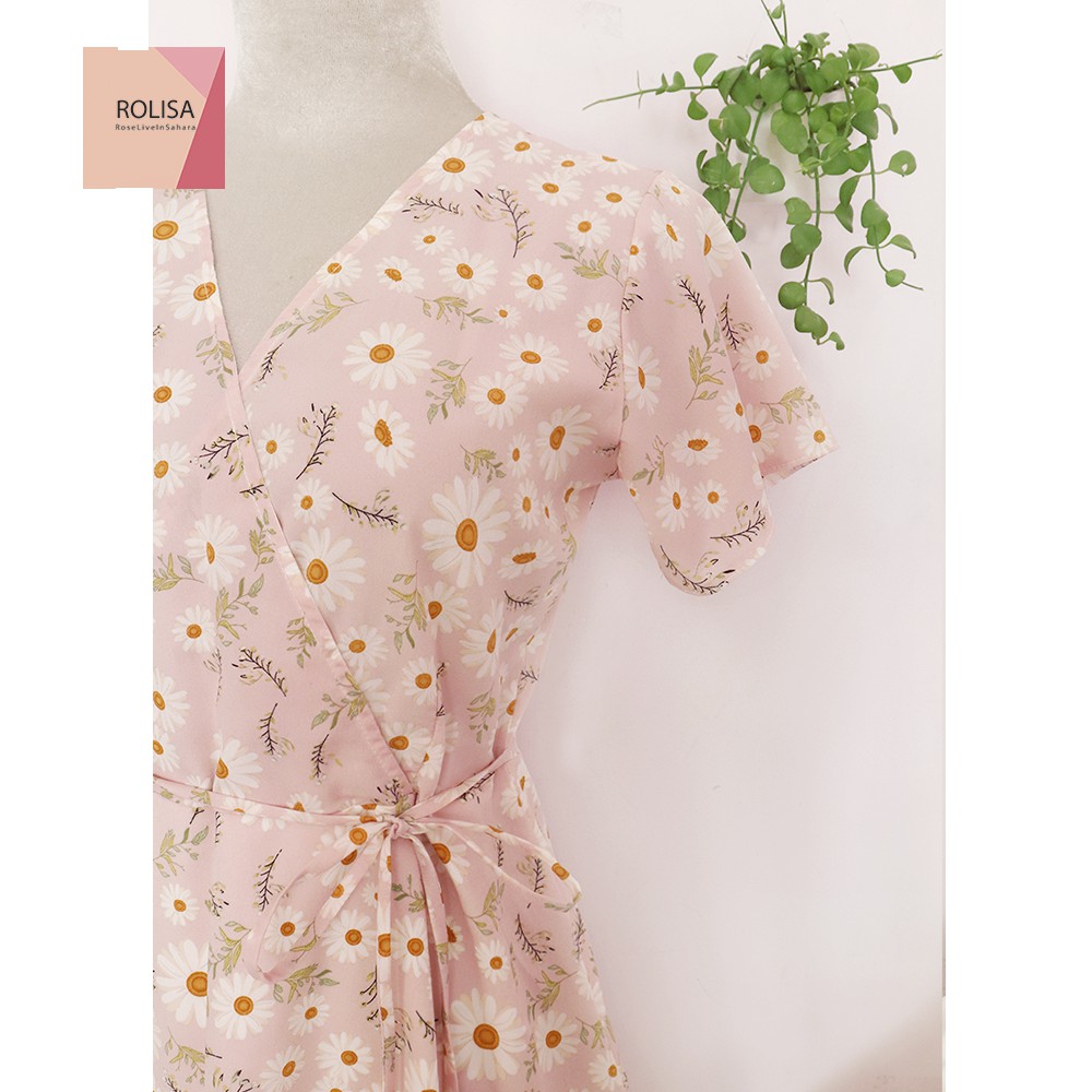 [Mã SKAMSALEP6 giảm 10% tối đa 100K đơn 150K] Đầm váy nữ hoa cúc, dáng xoè cổ chữ V xinh xắn, dễ thương RD045 màu vàng | BigBuy360 - bigbuy360.vn