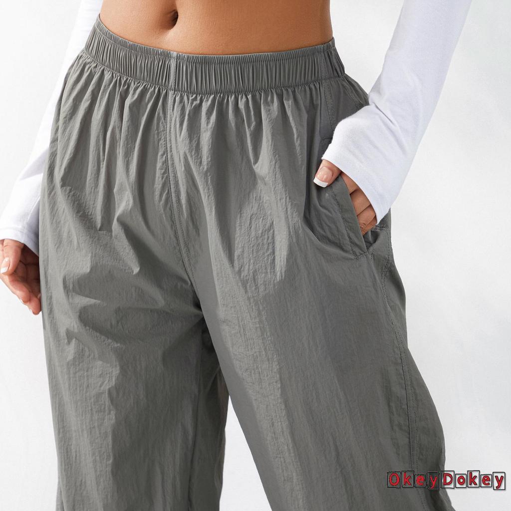 Quần Dài Thể Thao Lưng Thun Co Giãn Ống Đứng Màu Xám Trơn Size S/M/L Dành Cho Nữ