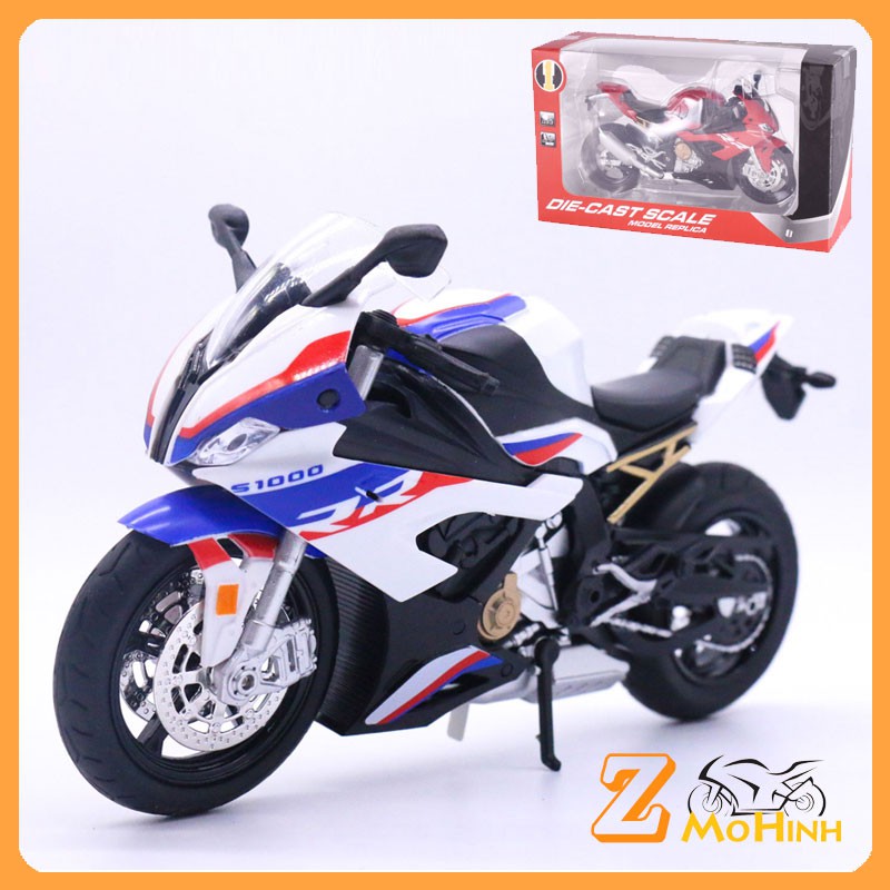 XE MÔ HÌNH MOTO 'Siêu cá mập' BMW S1000RR 2020 có ĐÈN, ÂM THANH | HUAYI MODEL tỷ lệ 1:12