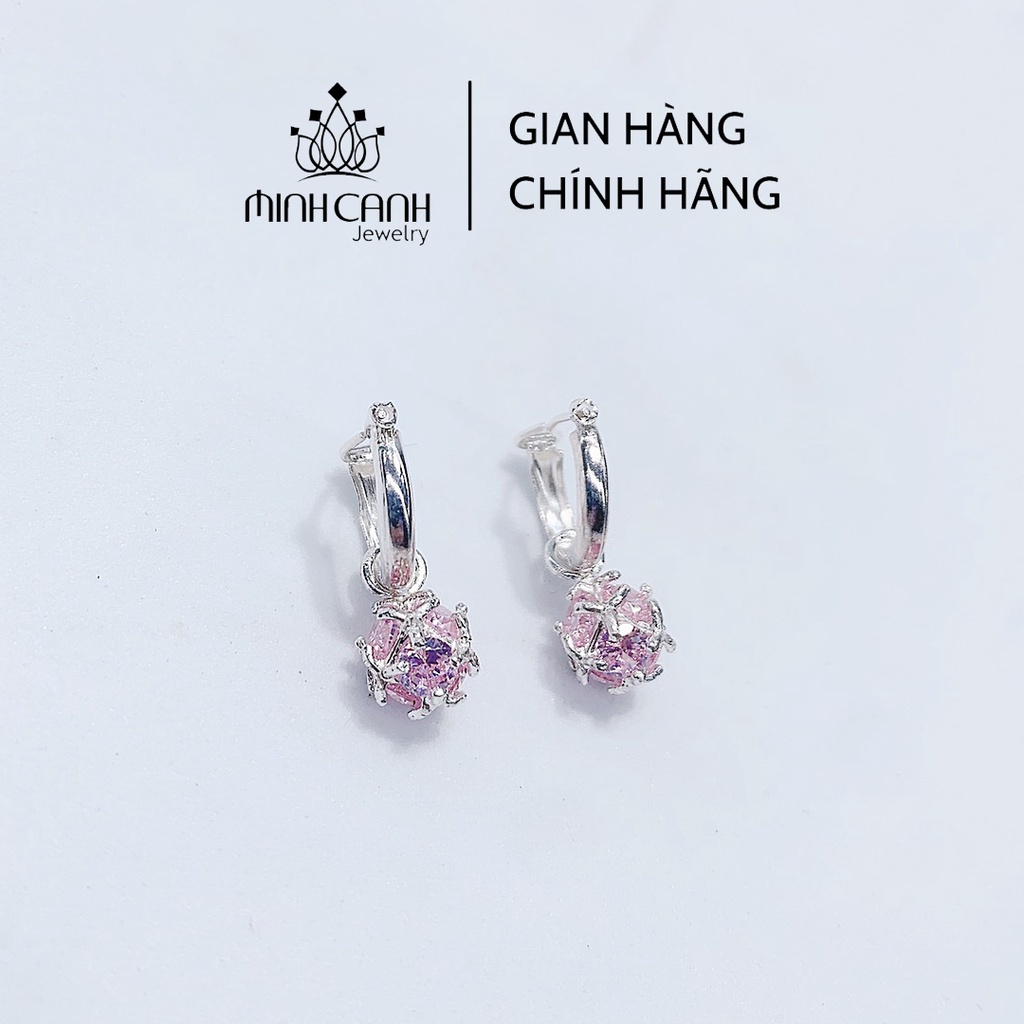 Bông Tai Bạc Trẻ Em Quả Cầu Treo Đá Minh Canh Jewelry