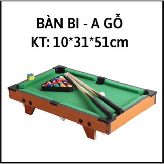 Bida Mini bằng Gỗ - Mặt bàn Vải Nỉ - 15 bi đánh số + 2 Gậy + 1 Tẩy - Kích thước 51*31*10cm
