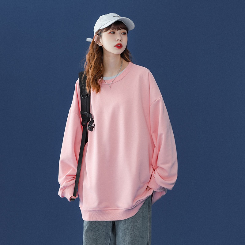 Áo sweater IFNICEFUTURE màu trơn tay dài kiểu đường phố Hàn Quốc thông thường
