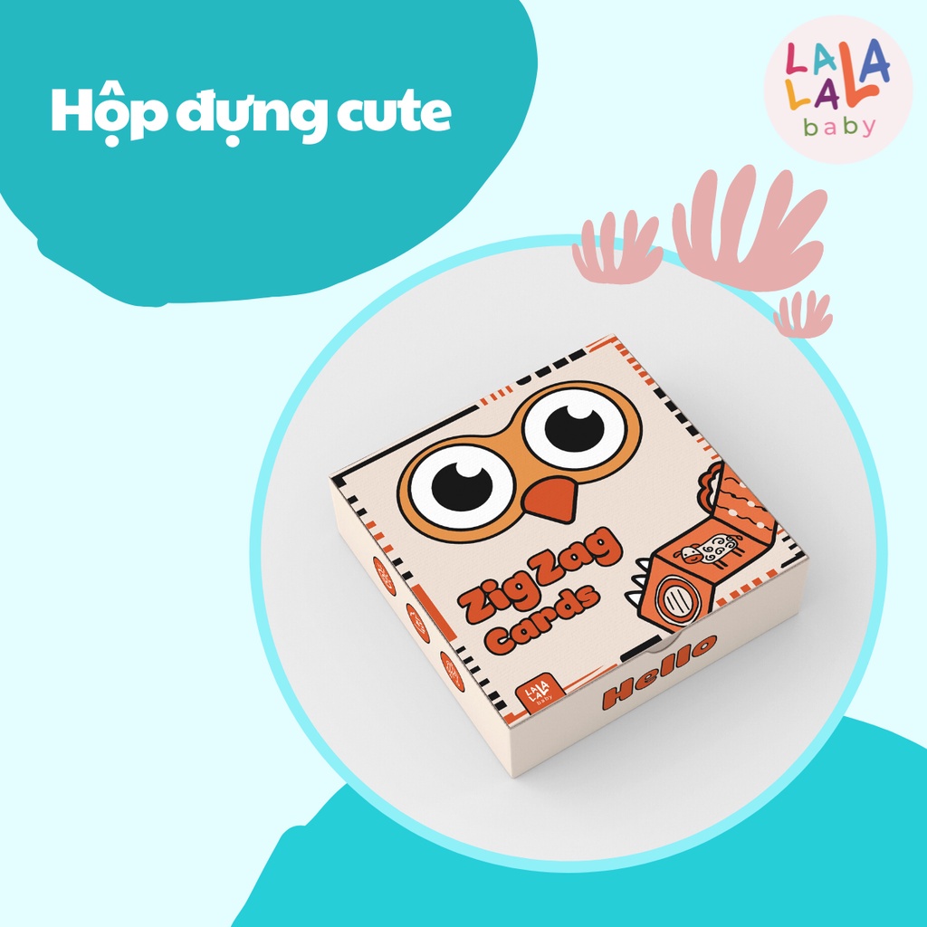 Quây cũi vải Zig Zag Cards kiêm thẻ gấp kích thích thị giác Lalala Baby cho trẻ sơ sinh, đa tương tác có âm thanh - Hobi