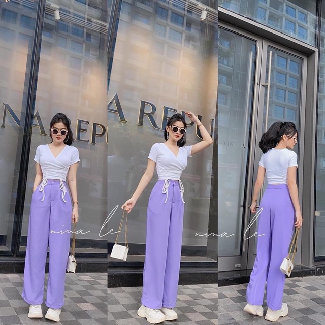 Áo kiểu dây đan rút cột nơ bên hông
