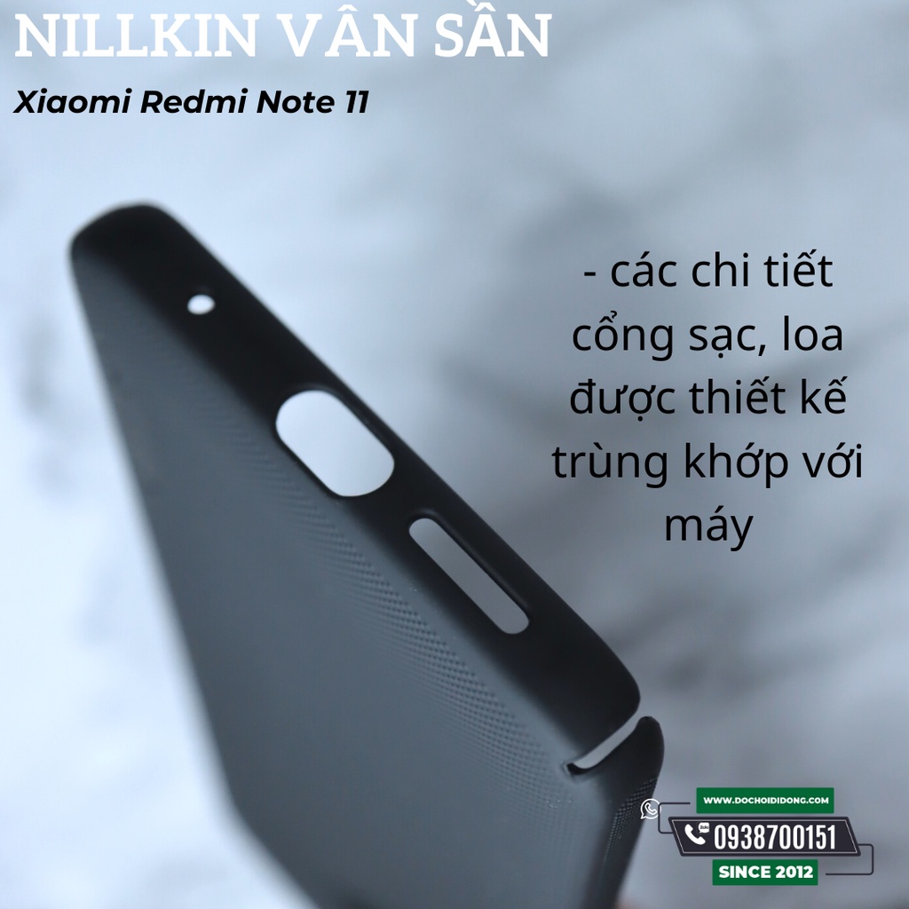 Ốp Lưng Xiaomi Redmi Note 11 Bản Quốc Tế Nillkin Vân Sần Super Frosted Shield Tặng Kèm Giá Đỡ
