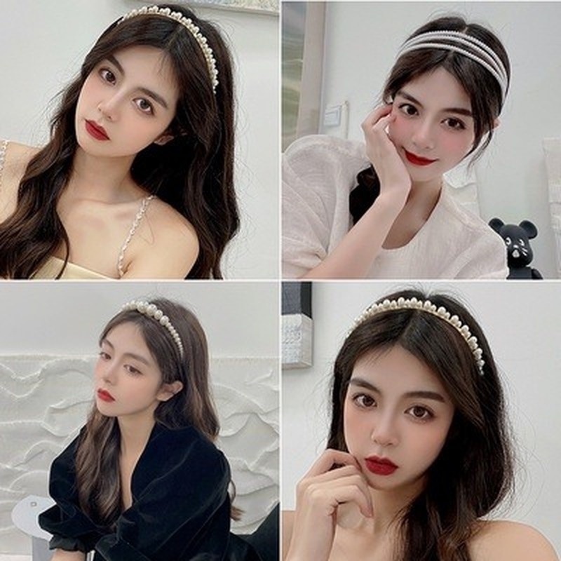 Băng đô bờm cài tóc ngọc trai đính đá phong cách Hàn Quốc mấn áo dài tết cô dâu cho nữ tiểu thư đẹp sang trọng