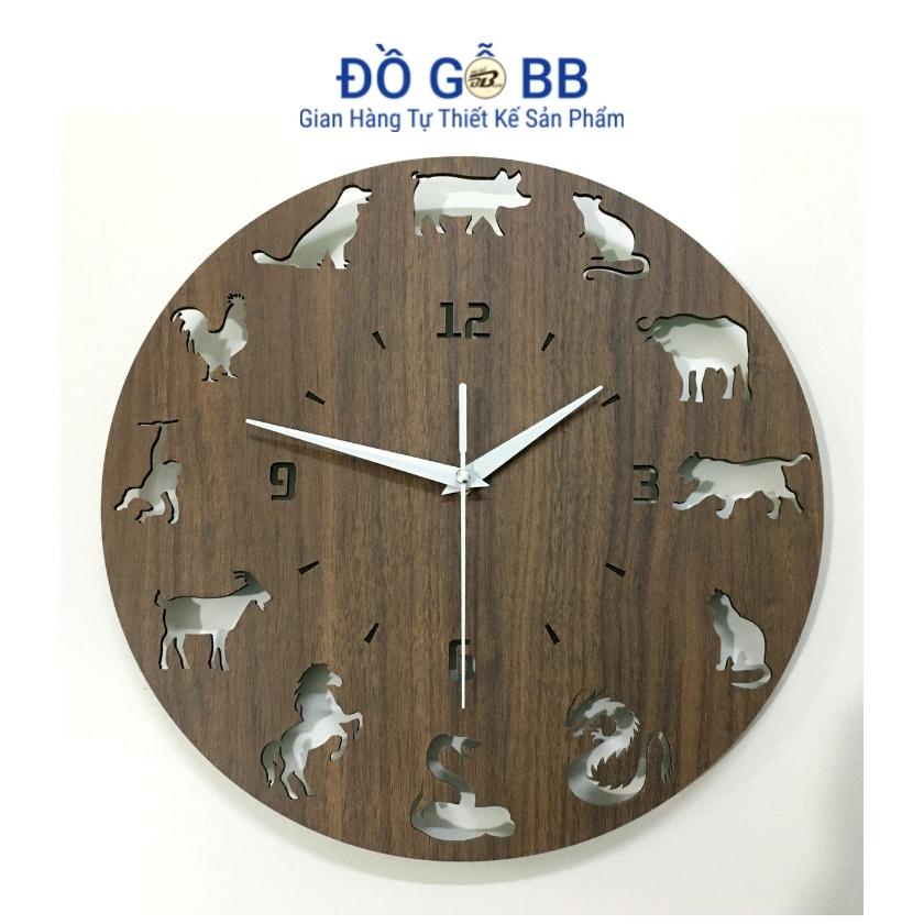 Đồng Hồ Gỗ Treo Tường Decor Trang Trí Hình Con Vật 12 Con Giáp - Đồ Gỗ BB