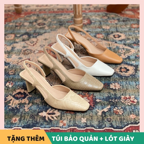 Giày cao gót Colee dáng slingback thời trang gót vuông 7cm