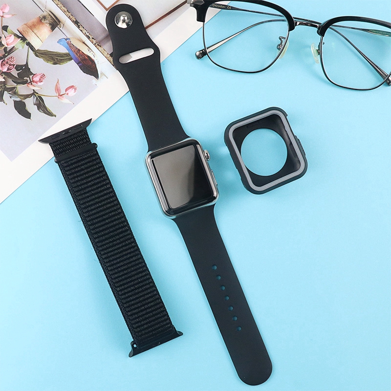 Dây Đeo Silicone+Vỏ Bảo Vệ Cho Đồng Hồ Thông Minh Apple Watch 44mm 40mm 42mm 38mm Iwatch series 6 SE 5 4 3 2 1