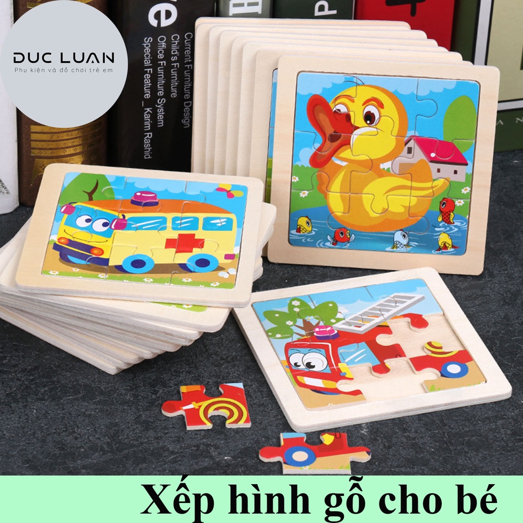 Đồ chơi gỗ xếp hình 10x10cm - đồ chơi thông mình cho bé 3 tuổi