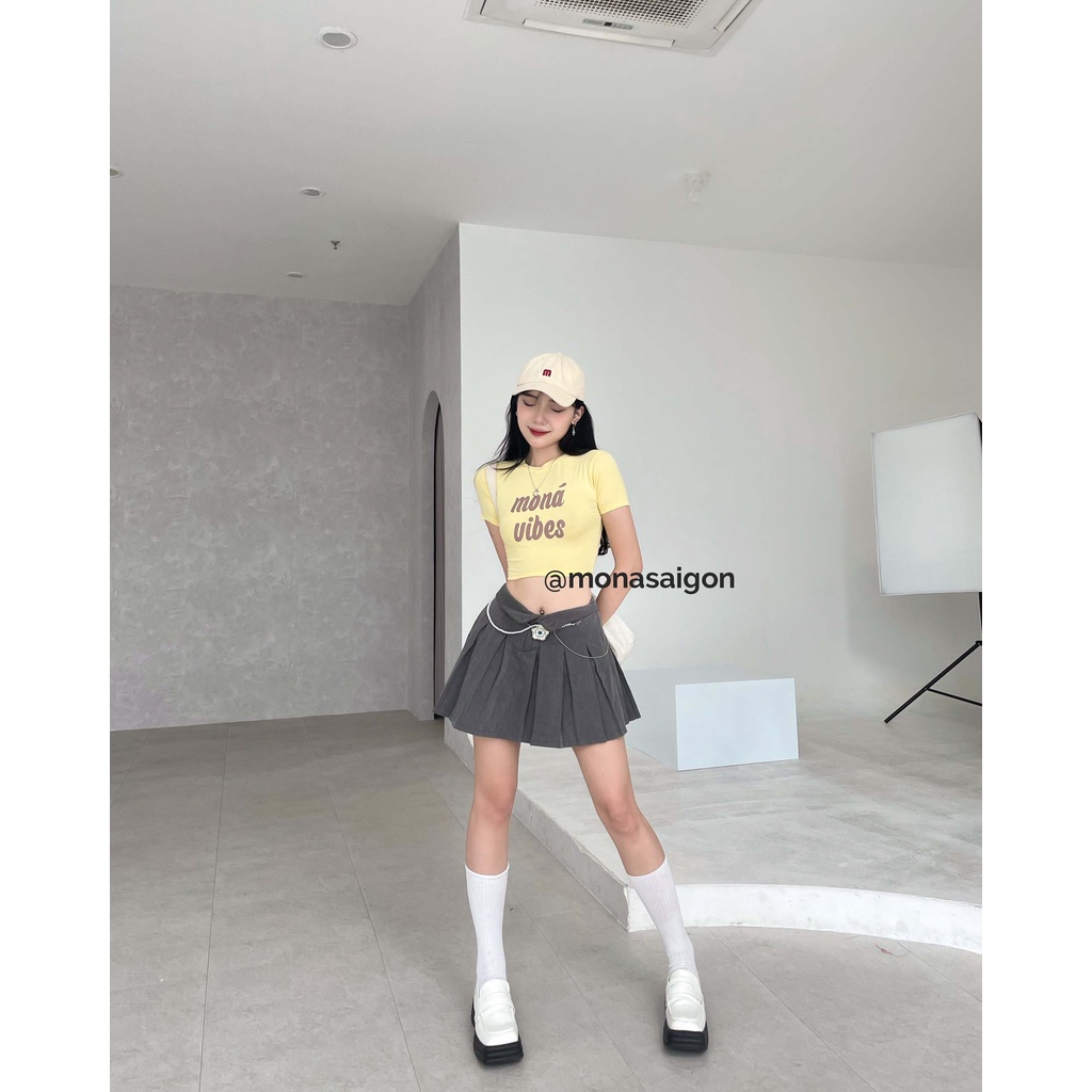 MONÁ - Áo croptop thun cotton 4 chiều co giãn - VIBE CROPTOP VÀNG