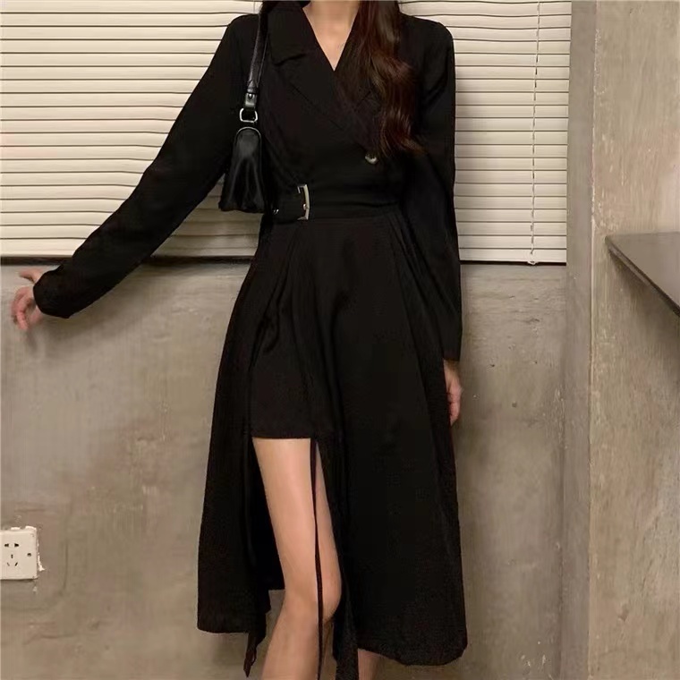 Đầm Perty màu trơn dáng lửng phong cách retro Hàn Quốc thời trang dành cho nữ