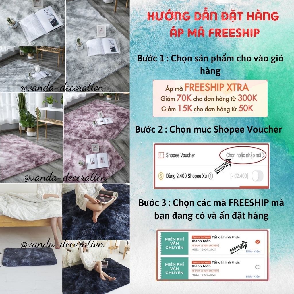 Thảm Lông Loang Loại Dầy Trải Sàn Phòng Khách Phòng Ngủ Chụp Ảnh