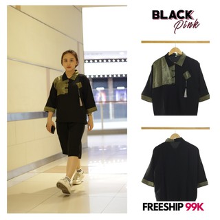 Áo Shanghai Thêu Gấm Chữ Thập Unisex(𝐂𝐡𝐮̛̃ 𝐓𝐡𝐚̣̂𝐩)