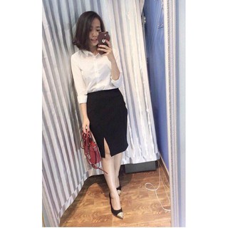 Chân váy bút chì công sở xẻ trước