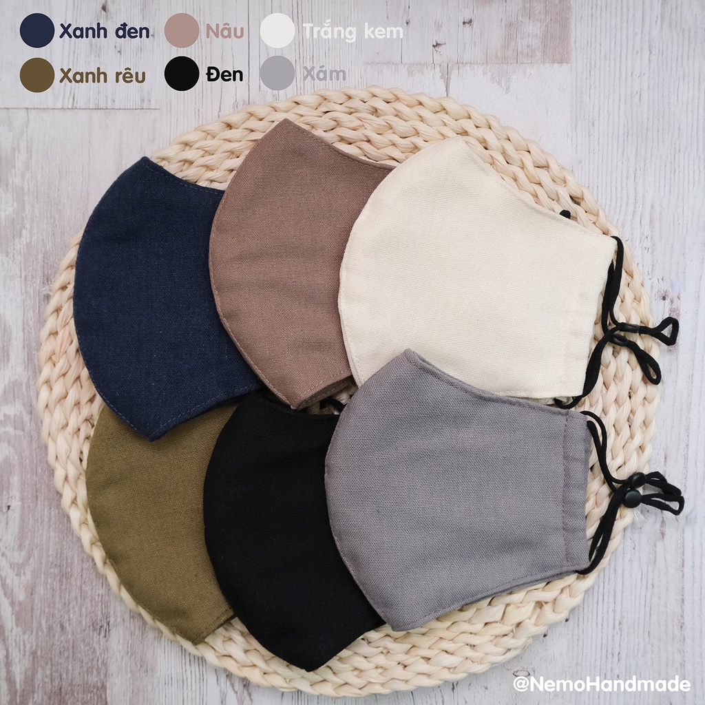 KHẨU TRANG LINEN 3 LỚP NEMO HANDMADE, CHỐNG NẮNG, CHỐNG BỤI, HỢP THỜI TRANG - Mã KTLN3MN