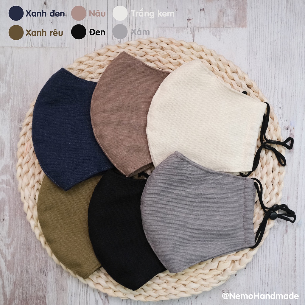 KHẨU TRANG LINEN 3 LỚP NEMO HANDMADE, CHỐNG NẮNG, CHỐNG BỤI, KHÁNG KHUẨN, HỢP THỜI TRANG - KTFLN