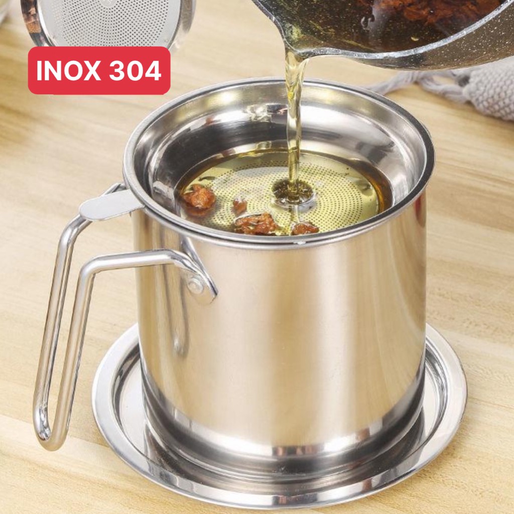 CA LỌC DẦU ĂN CÓ LƯỚI LỌC BẰNG INOX 304 CAO CẤP LOẠI BỎ CẶN DẦU BẢ THỨC ĂN DƯ THỪA NHANH CHÓNG