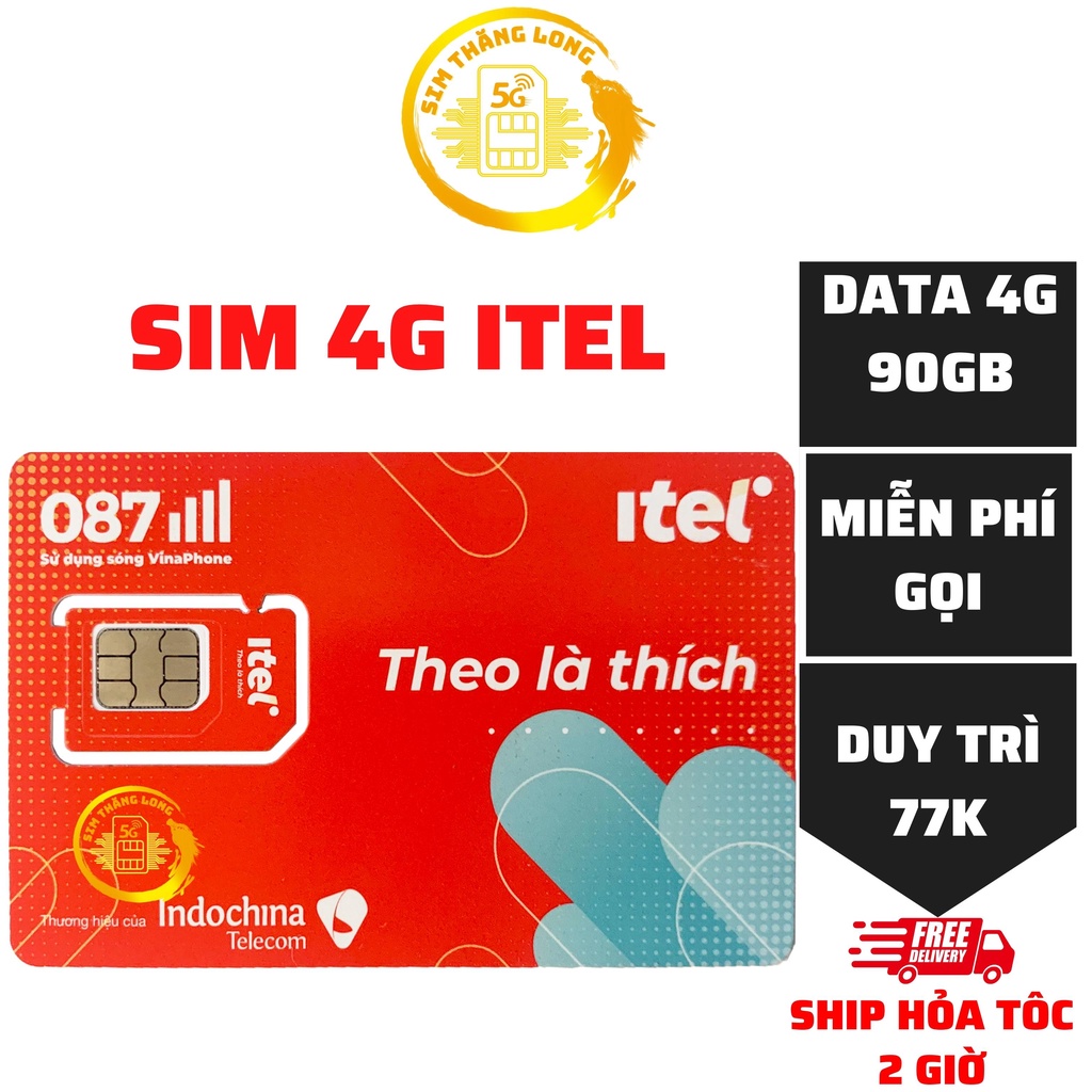 Sim 4G Itelecom - Gói Cước MAY Data 90GB/ Tháng - Free Gọi Nội Mạng Dưới 20p - Phí Duy Trì Cực Rẻ Chỉ 77K