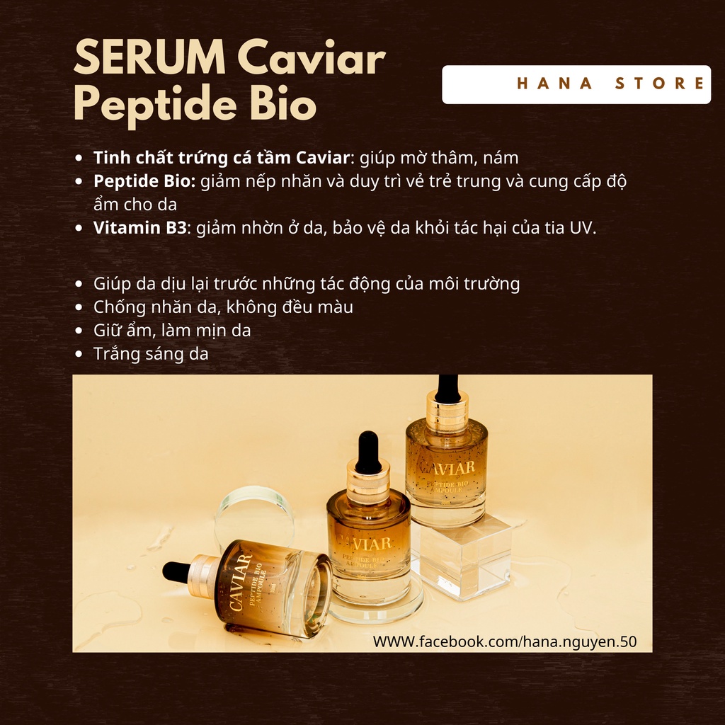 Serum trắng da Caviar , cấp ẩm căng bóng Caviar Ampoule - trẻ hóa da, khóa ẩm bề mặt da tinh chất trứng cá tầm đen