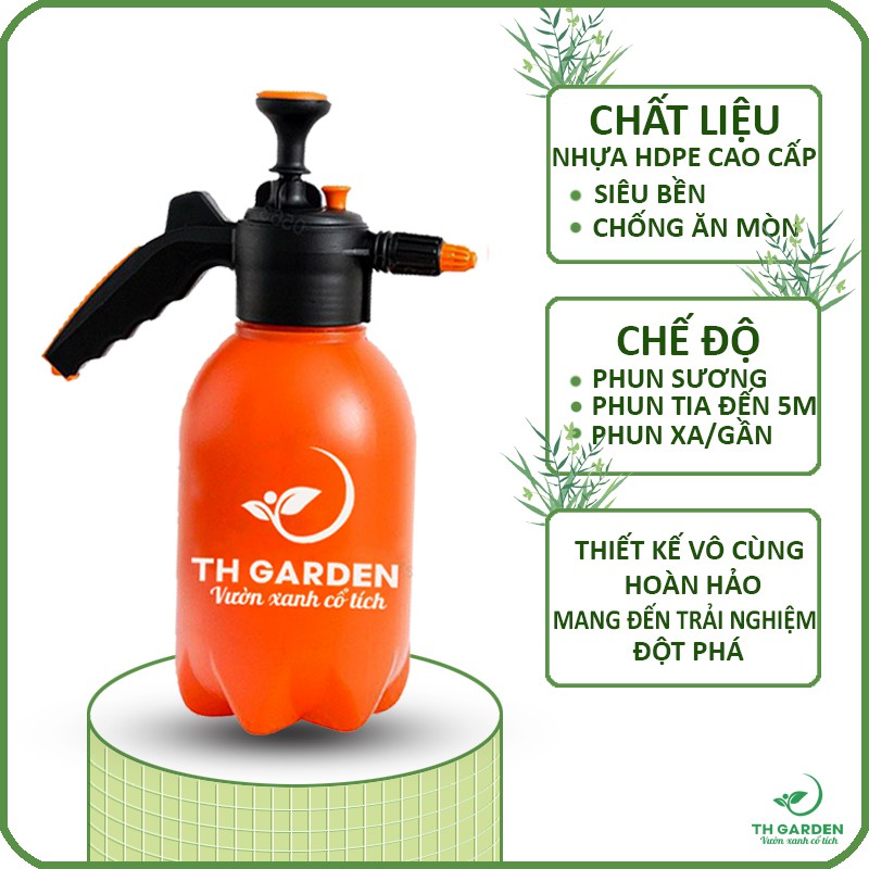 Bình Tưới Cây TH Garden - Bình Xịt Nước Tưới Cây Cảnh, Cây Hoa - Nhựa HDPE  cao cấp siêu bền