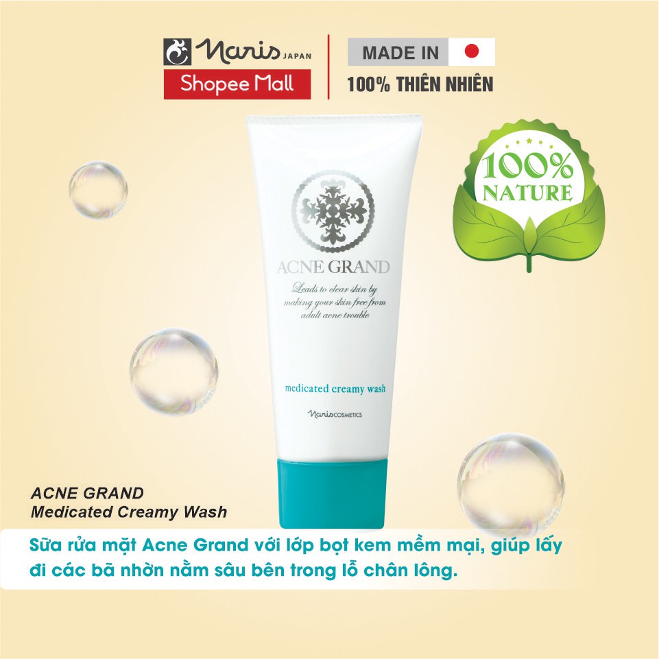 Sữa rửa mặt Naris Acne Grand Medicated Creamy Wash 100g