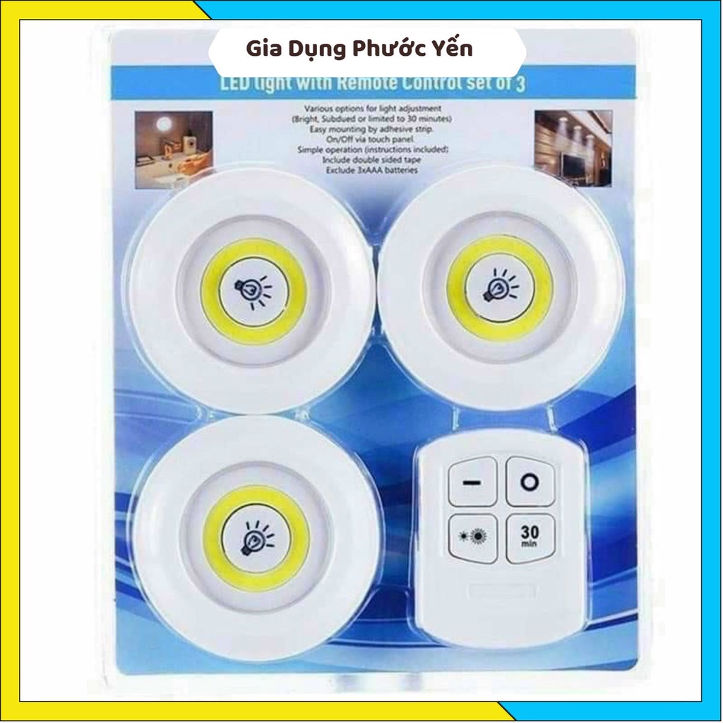 SET 3 ĐÈN LED DÁN TƯỜNG CÓ ĐIỀU KHIỂN TỪ XA
