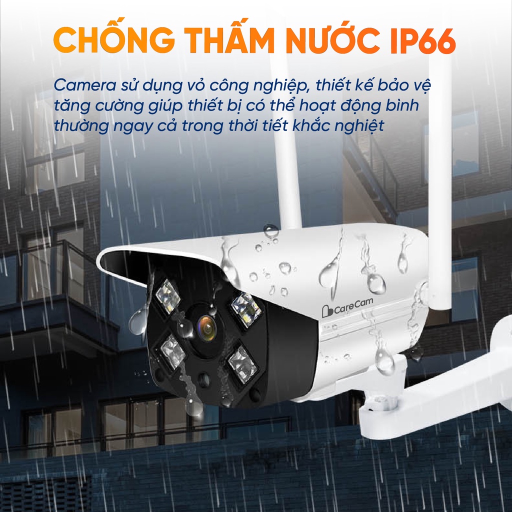 Camera wifi ngoài trời Carecam CV922A 2.0MP Full HD 1080P, xem 4 khung hình và xem đêm có màu.