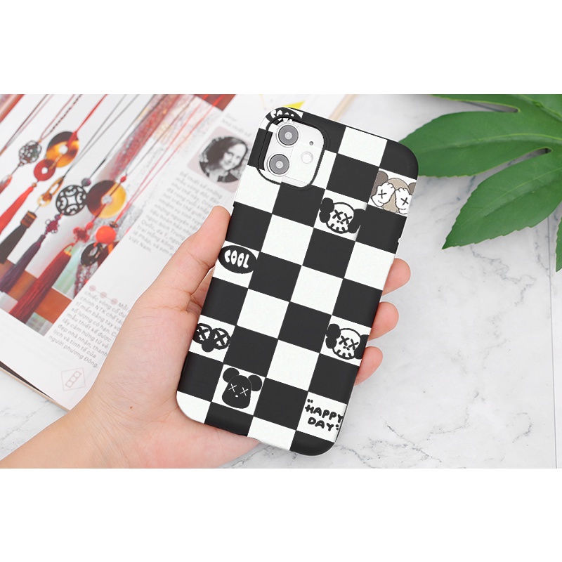 Ốp lưng iphone Caro đen trắng Be@rBrick ốp iphone vuông cạnh 6s/6splus/7/7plus/8/8plus/x/11/12/pro/max/plus/promax e193