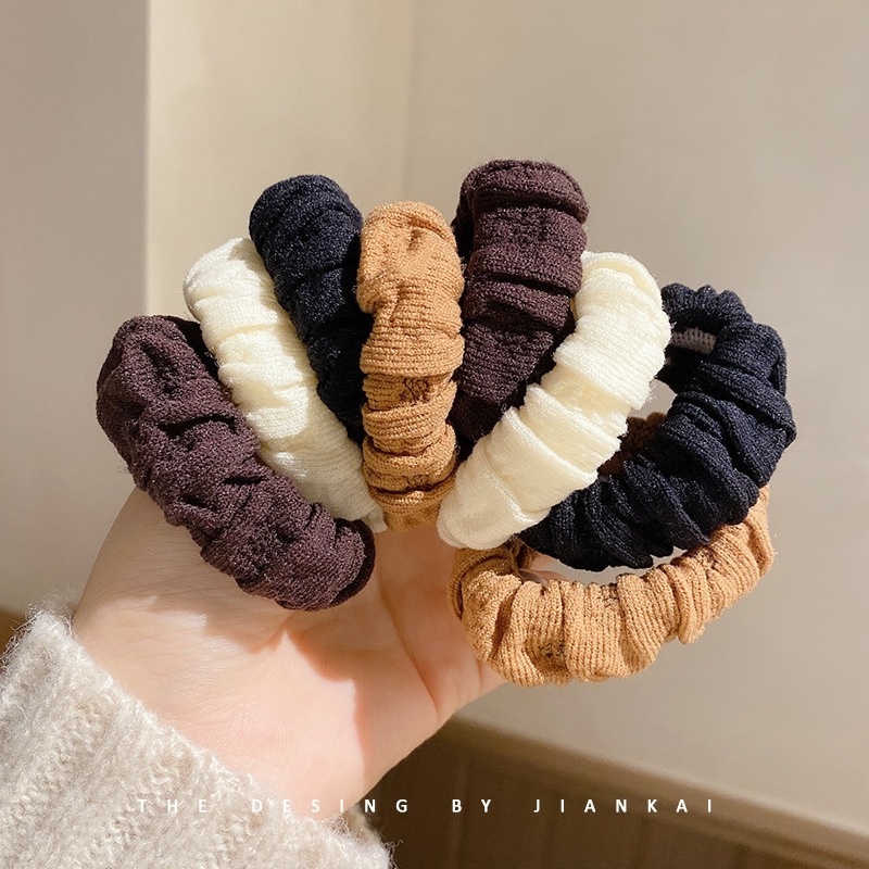 Dây Buộc Tóc Cao Su Màu Cà Phê Thời Trang Không Đau