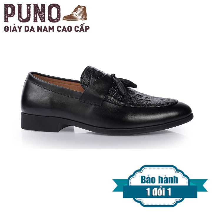 Giày Lười Da Nam GL04 - Giày Nam Đen Công Sở Dập Vân Cá Sấu PUNO