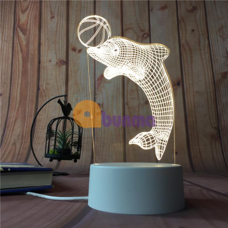 Đèn ngủ, đèn trang trí, Led 3D Hình Con Cá Heo